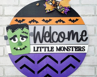 Welcome Little Monsters Door Hanger | Halloween Door Decor | DIY Halloween Door Hanger