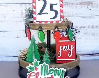 Weihnachten Tiered Tablett Set | 6er-Set | Weihnachten Tiered Tablett Bundle | Gestufte Tablett DIY