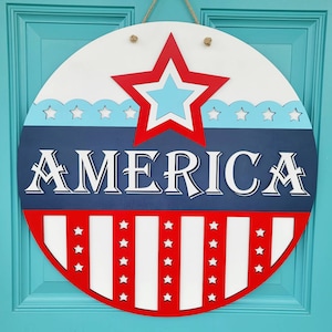 Percha de puerta América / Decoración patriótica de la puerta / Percha de puerta del Cuatro de Julio DIY