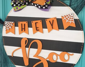 Hey Boo Halloween-deurhanger | Halloween-verandadecor