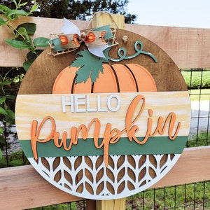 Hello Pumpkin Door Hanger Fall Door Hanger DIY Fall Pumpkin Door Hanger image 4