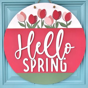 Hello Spring Tulip Door Hanger | Spring Tulip Porch Decor | Spring Tulips | Spring DIY Door Hanger