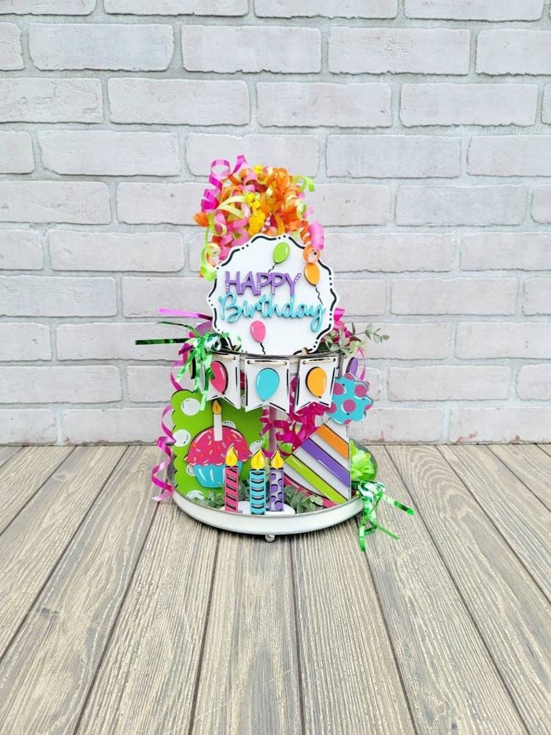 Birthday Tiered Tray Set Celebration Tray Decor Set of 5 Etsy