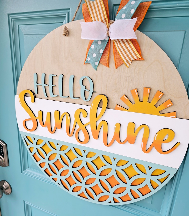 Hello Sunshine Door Hanger | Sun Rays Door Hanger | DIY Summer Door Hanger image 2