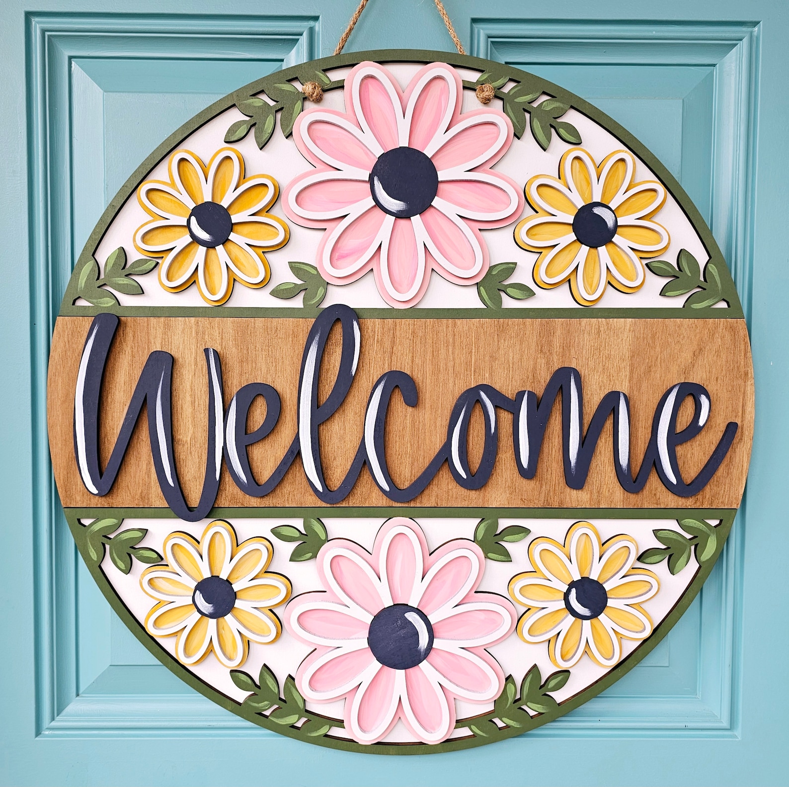 Welcome Floral Trio Door Hanger | Spring Porch Decor | DIY Spring Door Hanger