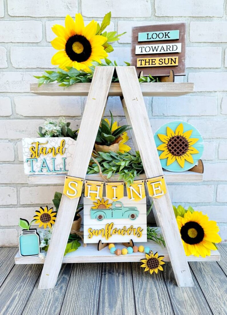 Sunflower Tiered Tray Set | Summer Tray Decor | Fall Tiered Tray Set ...