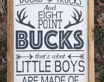 Ducks Trucks Bucks Sign | Hand Painted Boys Nursery Decor
