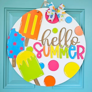 Hello Summer Polka Dot Popsicle Door Hanger | Popsicles and Summer | DIY Summer Door Hanger