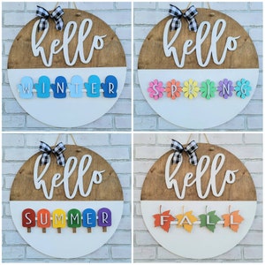 4 Seasons Interchangeable |  Interchangeable Door Hanger | DIY Interchangeable | Summer Spring Winter Fall Door Hanger