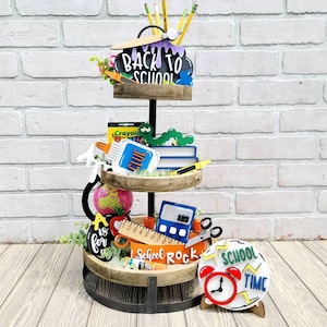 Back to School gelaagde lade | Gelaagd schoolvak | Klasdecoratie | DIY-decor dienblad voor school