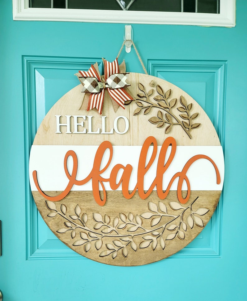 Hello Fall Floral Door Hanger | Neutral Fall Door Decor | DIY Fall Door Hangers image 1