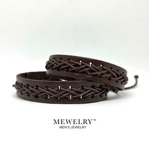 Multilayered Men's Leather Bracelet Set Brown Leather Wristband Casual Fashion for Him Guys Boys Gift Idea Mix & Match Jewelry Man Pulseras image 3