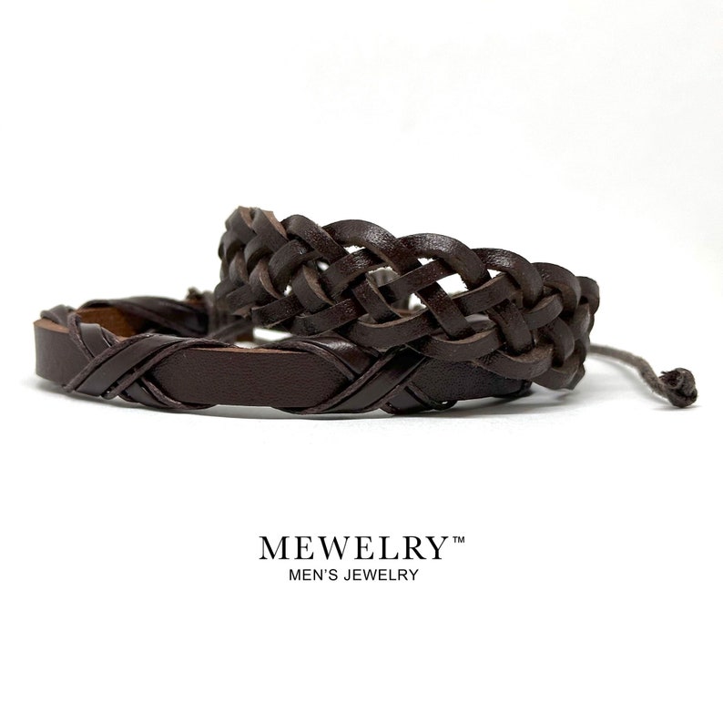 Multilayered Men's Leather Bracelet Set Brown Leather Wristband Casual Fashion for Him Guys Boys Gift Idea Mix & Match Jewelry Man Pulseras image 4