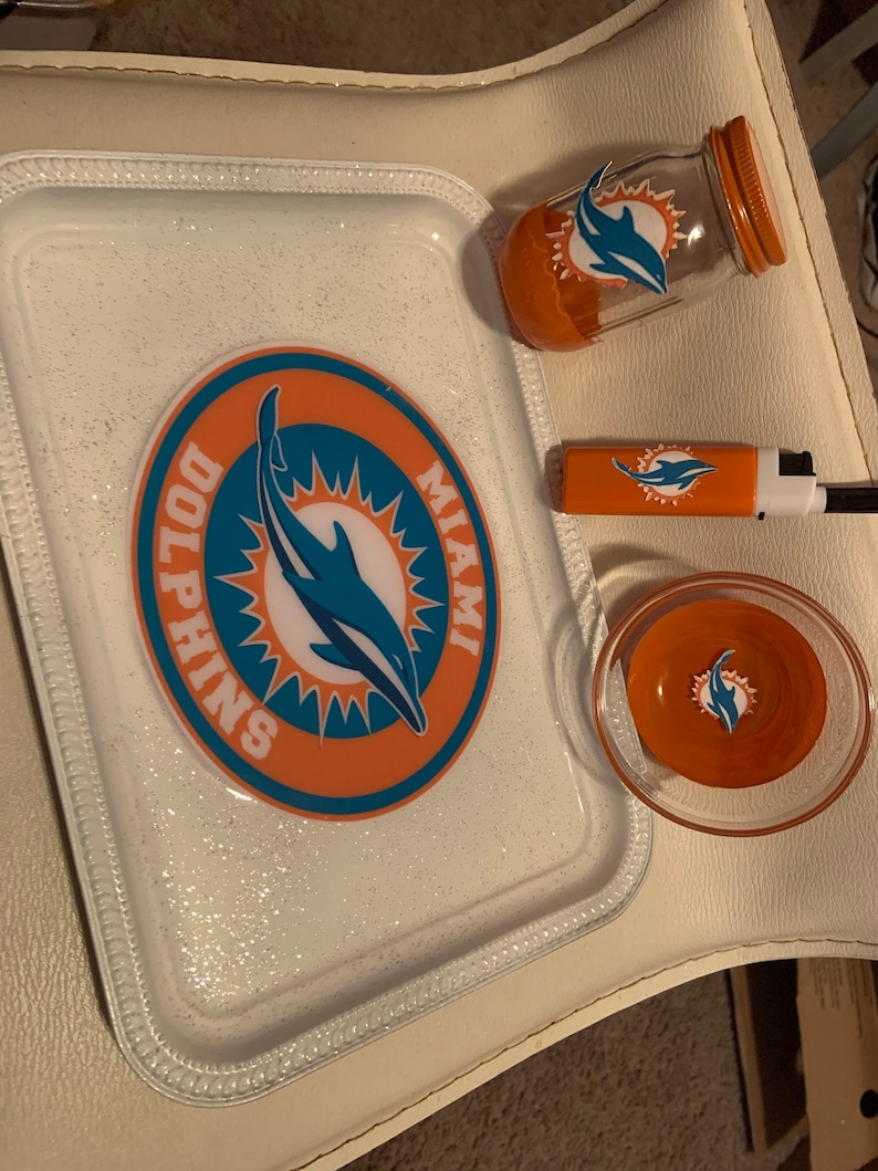 Miami Dolphins Rolling Tray Set - Etsy