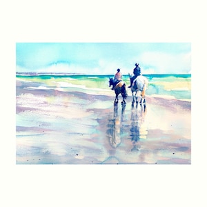 Lot de 5 impressions d'art cartes postales aquarelles format A5, paysages côtiers, 210 x 148 mm, avec ou sans enveloppes