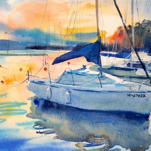 Zestaw 5 x A5 akwarelowych pocztówek artystycznych, krajobraz Węgier, Balaton, 10 x 148 mm, z kopertami lub bez