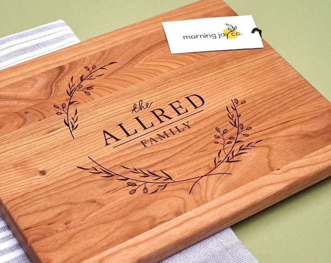 Personalized Family Name Cutting Board: Engraved Charcuterie Board