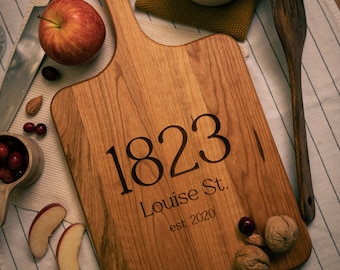 Personalized Home Address Cutting Board: Engraved Charcuterie Board, Realtor Gift