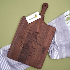 Tabla de cortar de recetas / Recuerdo de tabla de cortar grabado personalizado / Receta manuscrita / Regalo de Navidad Walnut