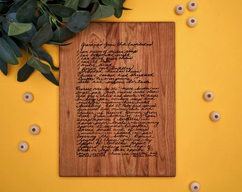 Tabla de cortar personalizada / Tabla de cortar de madera personalizada con receta manuscrita grabada / Tabla de charcutería personalizada