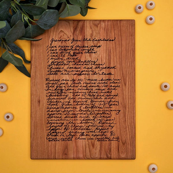 Custom Cutting Board | Personalized Wood Cutting Board with Engraved Handwritten Recipe | Personalized Charcuterie Board