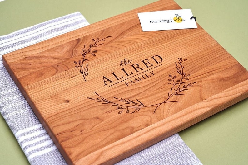 Family Name Cutting Board Personalized Charcuterie Wedding Gift Last Name Monogram image 1