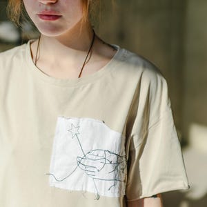 Magic t-shirt with thread graphics, handmade, unisex