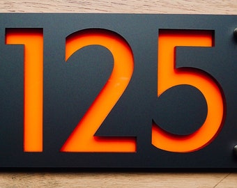 Modern Acrylic House Number Sign: Horizontal Address Plaque