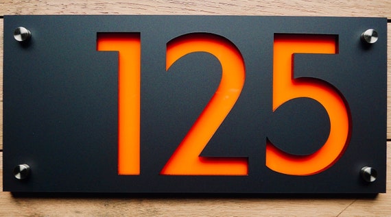 Modern Acrylic House Number Sign: Horizontal Address Plaque