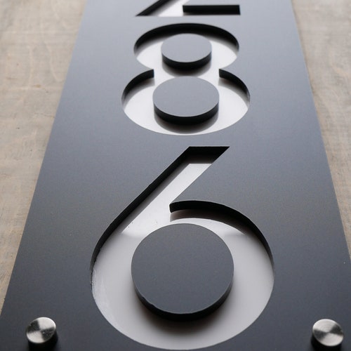 Numéro de maison vertical moderne - Plaque d'adresse d'extérieur - Design minimaliste