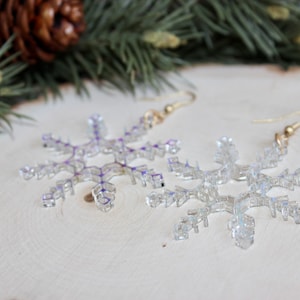 Snowflake Earrings: Laser Cut Acrylic Snowflakes, Stormy Weather