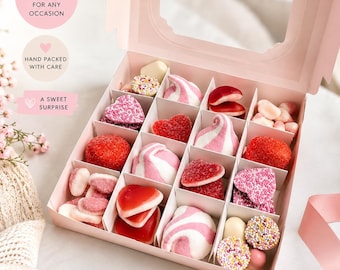 Pink & Red Sweet Selection | Mixed Variety Sweet Gift Box | Gummy Marshmallow Treats