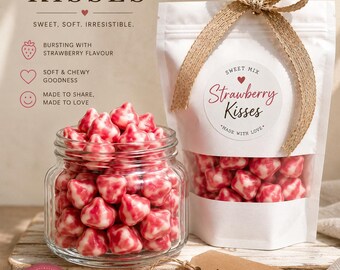 Strawberry Kisses Gummy Sweets – Red & White Strawberry Flavour