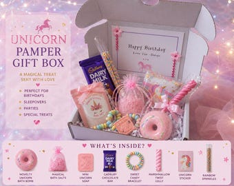 Unicorn Pamper Gift Box for Kids with Bath Bomb & Magical Bath Salts
