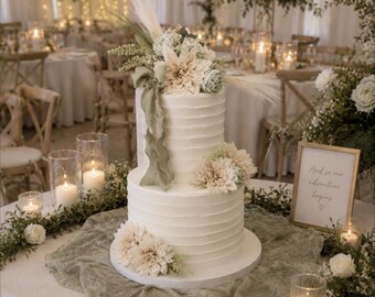 Champagne Dahlia Wedding Cake Topper | Handmade Floral Arrangement (DIY Clusters)