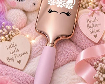 Unicorn Hair Brush for Girls, Floral Detangling, Soft Silicone Handle (Christmas Gift)