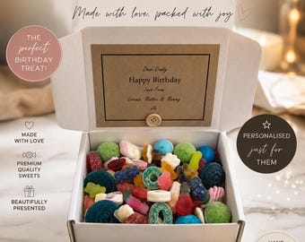 Personalised Gummy Sweet Gift Box | 550g Assorted Jelly Sweets (Birthday Gift)