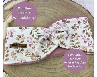 Herbst Winter Bio Stirnband Knoten Stirnband Baumwolljersey mit Fleece , Turbanhaarband in verschiedenen Farben Mustern