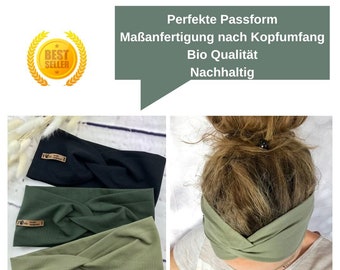 Haarband aus Bio Baumwolljersey Stirnband, Bandeau, Turbanhaarband für Damen, Mädchen und Baby Khaki schwarz olive verschiedene Farben