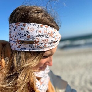 Hairband or headband made of organic cotton jersey, knot hairband, headband, turban hairband for women, girls, baby camel, floral pattern