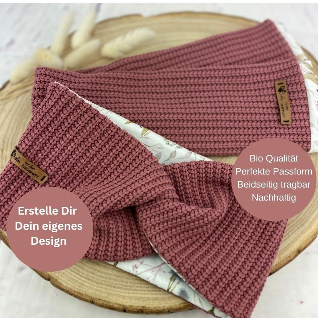 Arm Warmers Headband as a Set of Organic Cotton Jersey and Coarse Knit ...