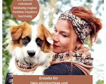 Loopschal Halstuch Hundehalsband Wendehalstuch Hundetuch Grobstrick für Hunde doppelt vernäht optional mit Kunstleder Label Jersey