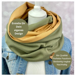 Loop scarf knitted scarf wrap scarf with button waffle knit jersey and organic cotton jersey Choose your own design