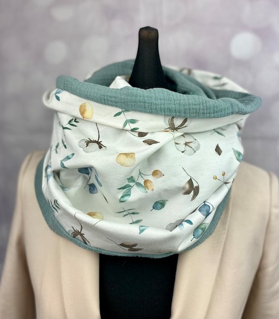 Wrap Scarf or Loop Scarf for Women Made of Floral Organic Cotton
