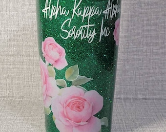 Alpha Kappa Alpha Tumbler | AKA Rose Tumbler | Alpha Kappa Alpha Sorority Tumbler | AKA Tumbler