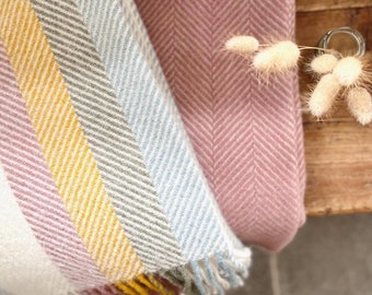Pastel Shores Wool Throw Gift Box, 100% wool, Donegal Art Print, Made in the UK, House warming gift, corporate, Summer rug, present, gift