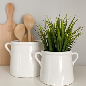 Scandi Pot with Ears | Seconds Grey | White | Vase | Kitchen Utensil Holder | Modern | Boho | Country | Ceramic | Home Decor