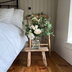 Ivory Flower Arrangement | Rose hydrangea eucalyptus | Artificial Faux floral | Greenery | Country living | Wedding flowers | Glass Vase