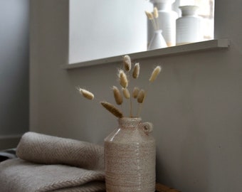 Steingut Trichtervase | Rustikale Vase | Beige Haferflocken Stein Glas | Landhaus | Skandinavisch | Modern | Speckle Grat