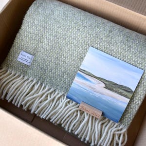 Pure New Wool Throw Gift Set, Portnoo Harmony blanket box, British Blanket Made in UK Art Print, House warming, corporate gifting, present